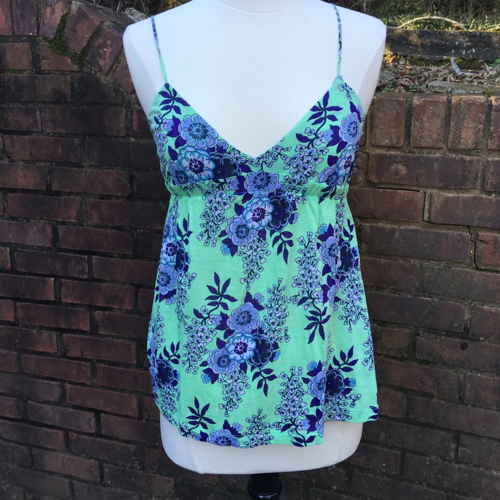 ✨Free People✨ floral green tank